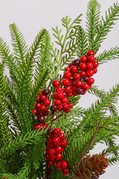 20.5" Artificial Pine Berry Cone Bush
