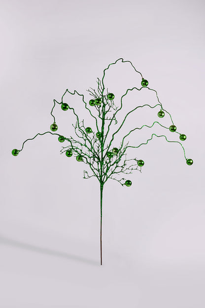 42" Ball And Glitter Twig Dark/Green Spray