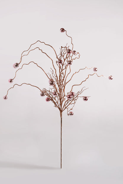 42" Ball And Glitter Twig Rose/Gold Spray
