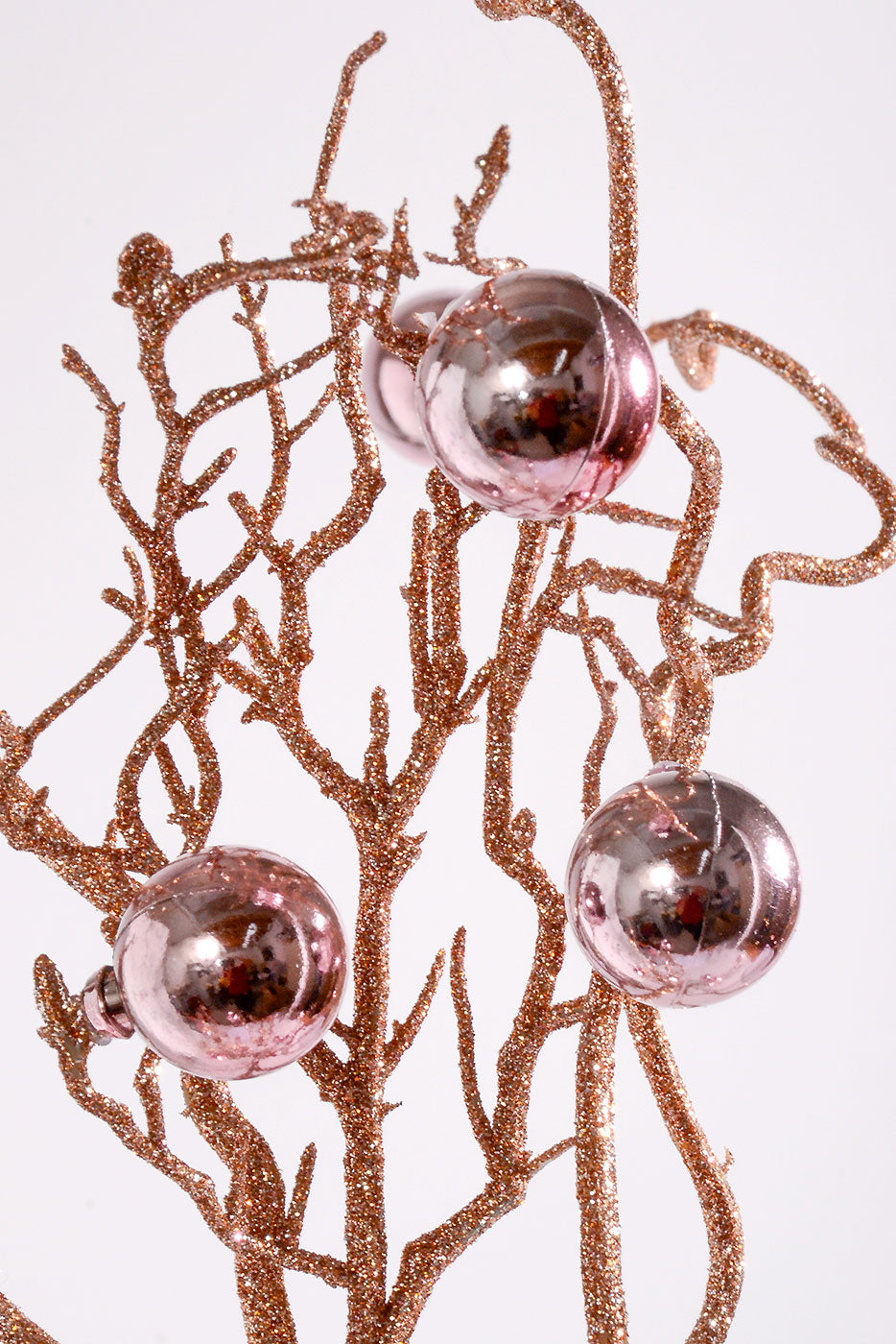 42" Ball And Glitter Twig Rose/Gold Spray