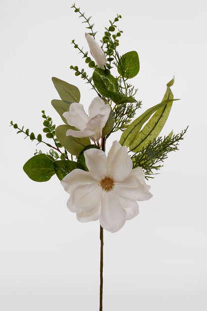 24â€³ Magnolia/Eucalyptus/Cedar Spray White/Green