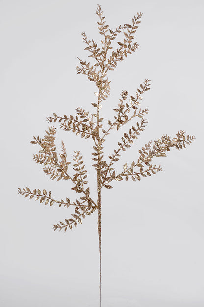 30" Glitter Mini Smilax Leaf Spray Champagne/Light