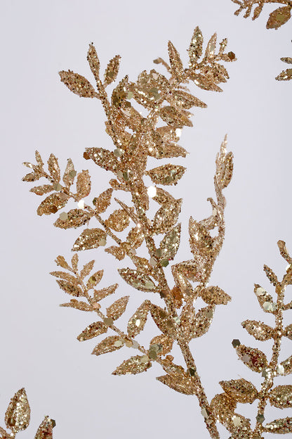 30" Glitter Mini Smilax Leaf Spray Champagne/Light