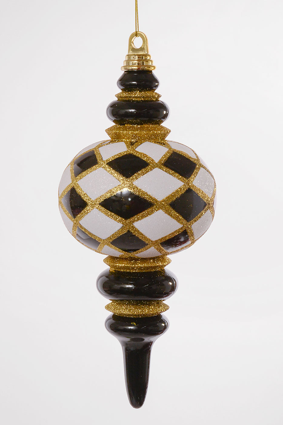 13" Glitter Plastic Finial Ornament Black/White