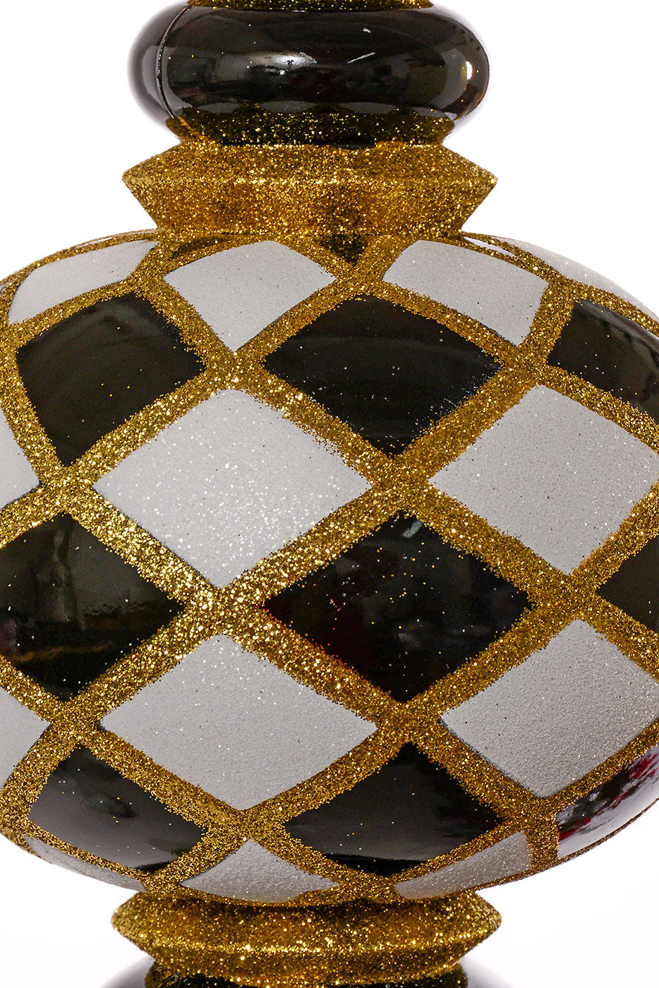 13" Glitter Plastic Finial Ornament Black/White