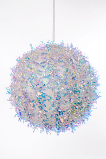10" Tinsel Ball Ornament Iridescent