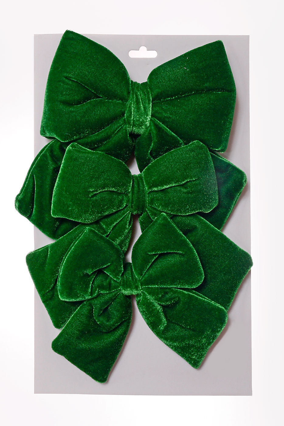 5&quot; - 7&quot; Velvet Bow With Clip Green Set/3