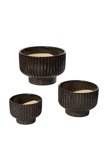 4.5" / 5.5" / 6.75" Striped Pot Black Set/3