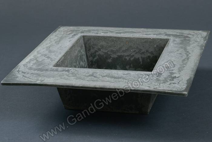 10.5" X 2.5" Square Slate Hard Plastic Pot Gray