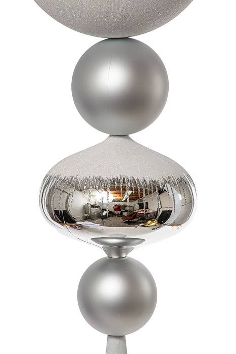 46&quot; Jumbo Ornament W/glitter Shiny/matte Silver