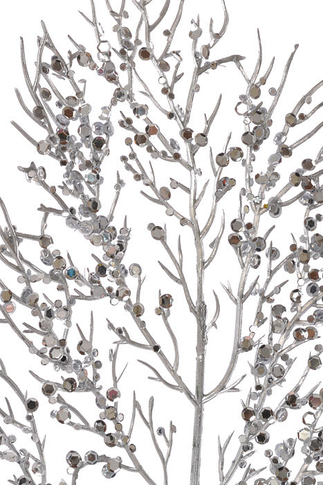27" Sequin Fern Spray Silver