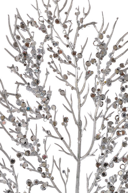 27" Sequin Fern Spray Silver