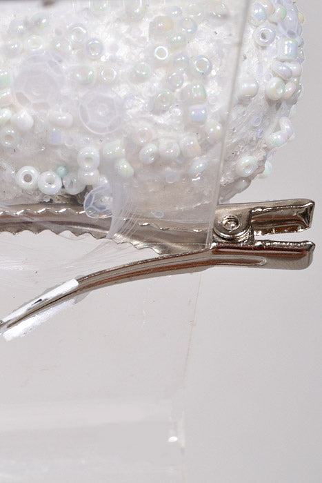 6.5" Sequins Bead Pearl Bird White