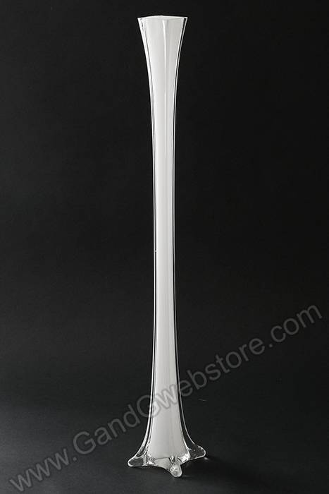 31.5" Eiffel Tower Glass Vase White