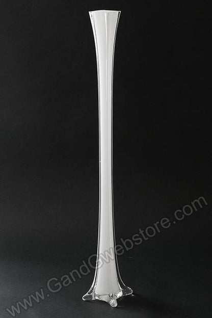 31.5" Eiffel Tower Glass Vase White