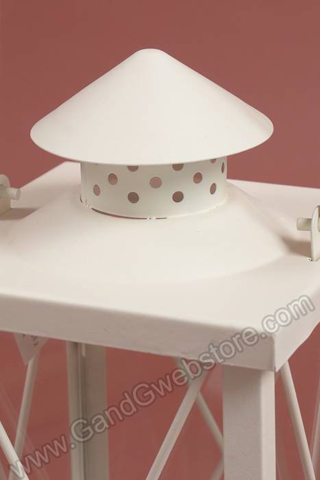 5.5&quot; X 12&quot; Metal &amp; Glass Candle Lantern Cream