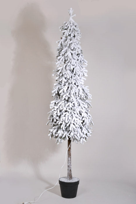 5Ft Snow Pine Tree In Pot With Lights &amp; USB Cable Green/White