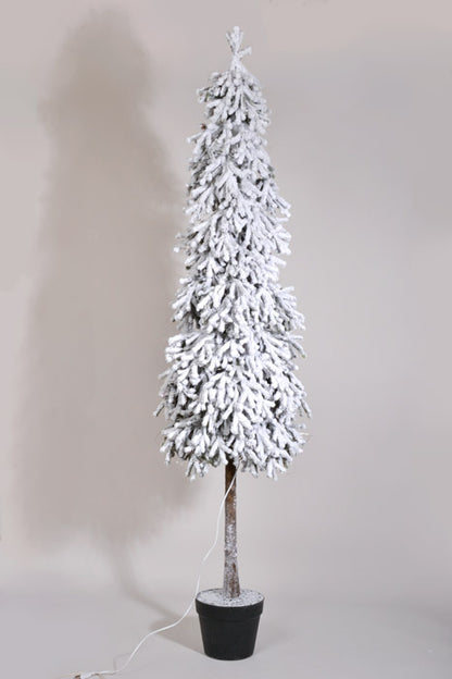 5Ft Snow Pine Tree In Pot With Lights &amp; USB Cable Green/White