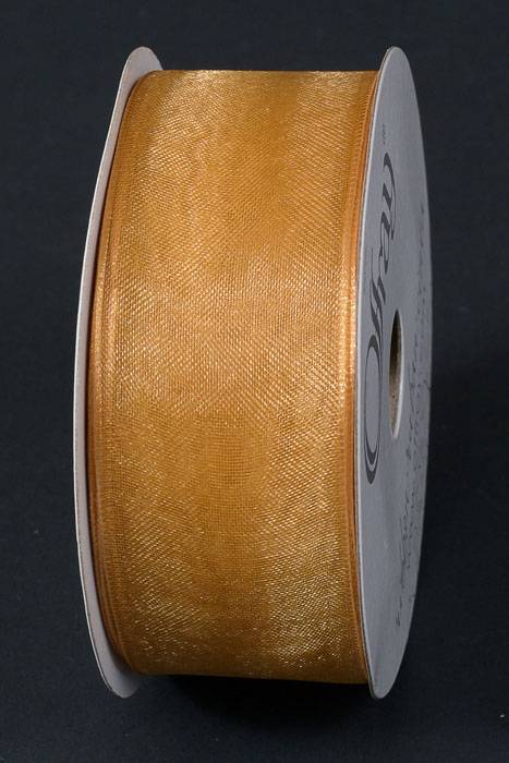 1.5" X 25yds Wired Sheer Encore Ribbon Gold 