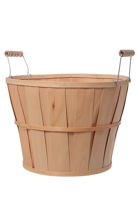 11.5" X 8.25" Round Splitwood Bushel W/wire Handle Natural