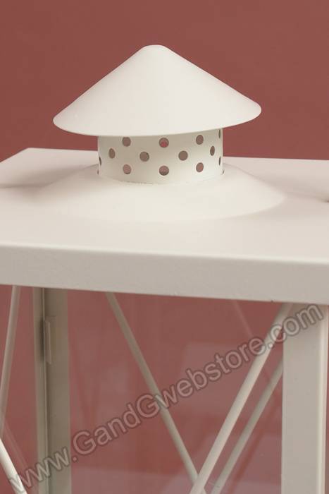 7&quot; X 16&quot; Metal &amp; Glass Candle Lantern Cream