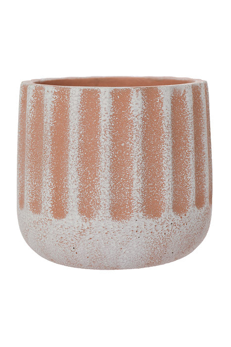 5" X 5" Round Pot Peach/White