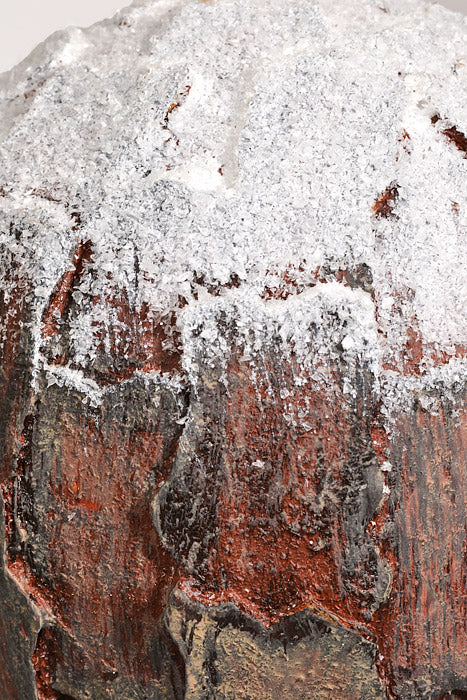 6" Bark Ball With Snow Brown/White