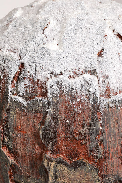 6" Bark Ball With Snow Brown/White