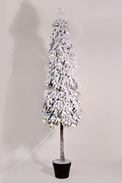 5Ft Snow Pine Tree In Pot With Lights &amp; USB Cable Green/White