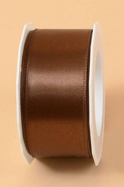 1.5" X 10yds Wired Satin Ribbon Brown
