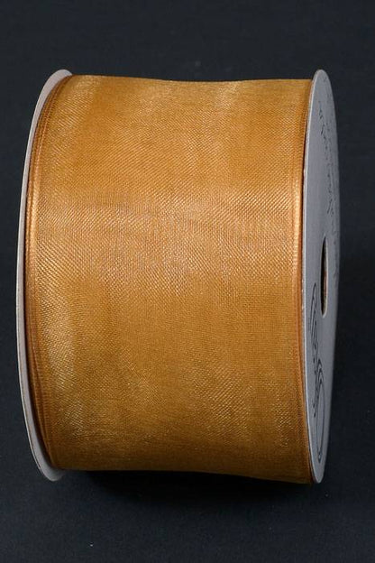 2.5" X 25yds Wired Sheer Encore Ribbon Gold 