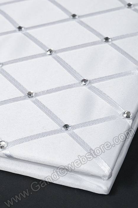 9.75" X 6.25" Rhinestone &amp; Satin Guest Book White