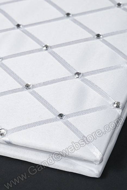 9.75" X 6.25" Rhinestone &amp; Satin Guest Book White