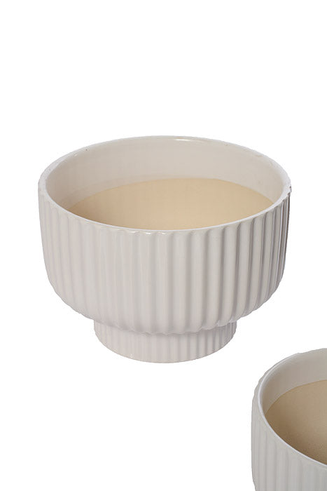 4.5" / 5.5" / 6.75" Striped Pot White Set/3