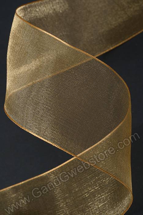 2.5" X 25yds Wired Sheer Encore Ribbon Gold 