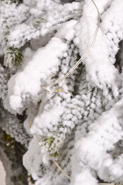 5Ft Snow Pine Tree In Pot With Lights &amp; USB Cable Green/White