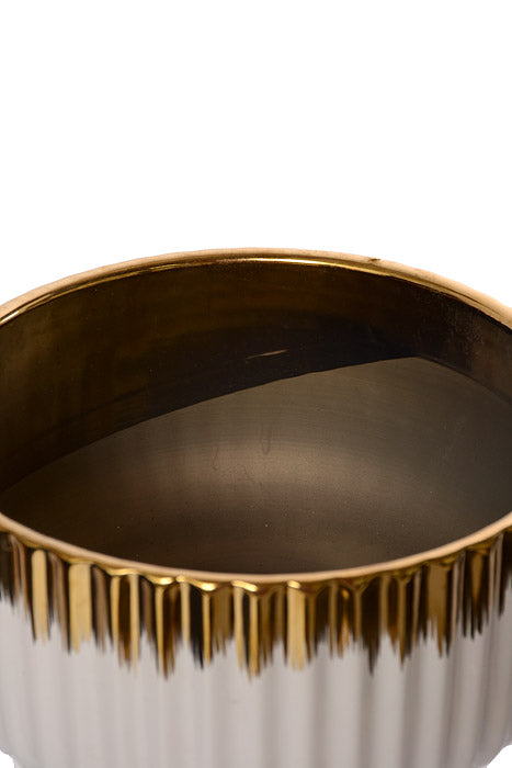 4.5" / 5.5" / 6.75" Striped Pot White/Gold Set/3