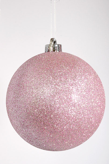 140Mm Glitter Ball Ornament Blush Pkg/2