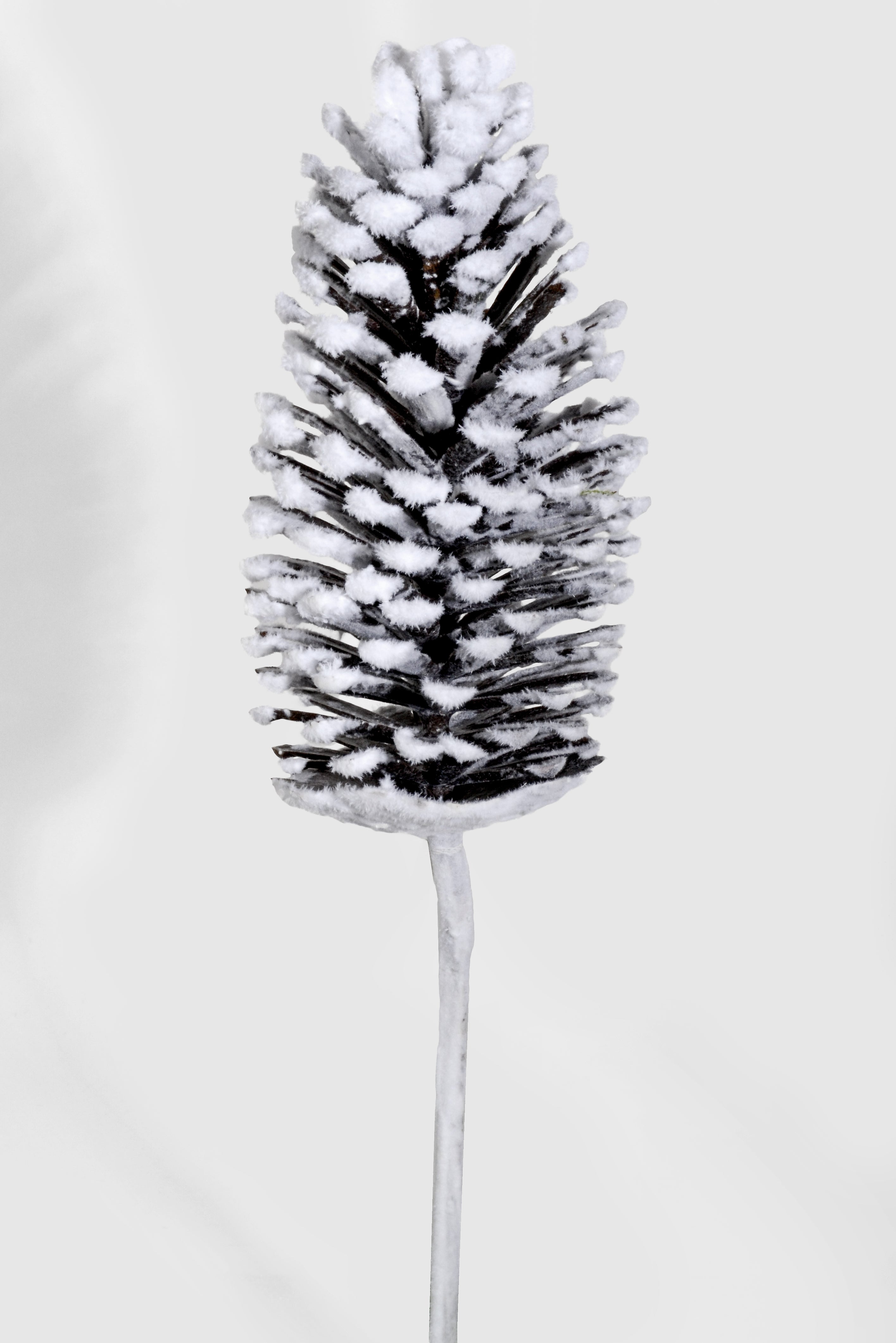 17" Snow Plastic Pine Cone Pick Brown/White