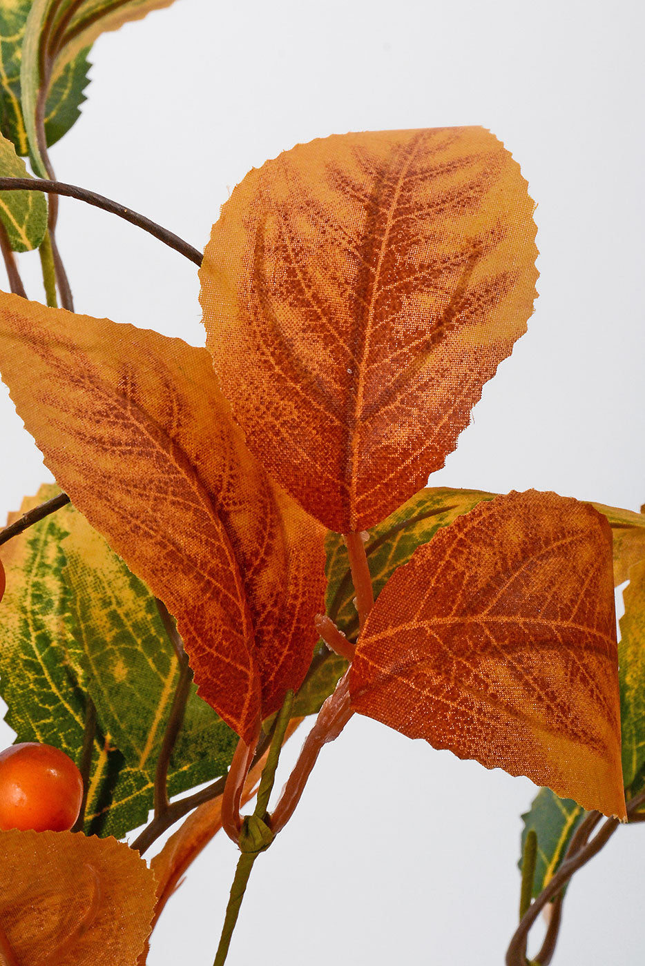 21" Fall Birch Leaf Berry Spray Green/Orange