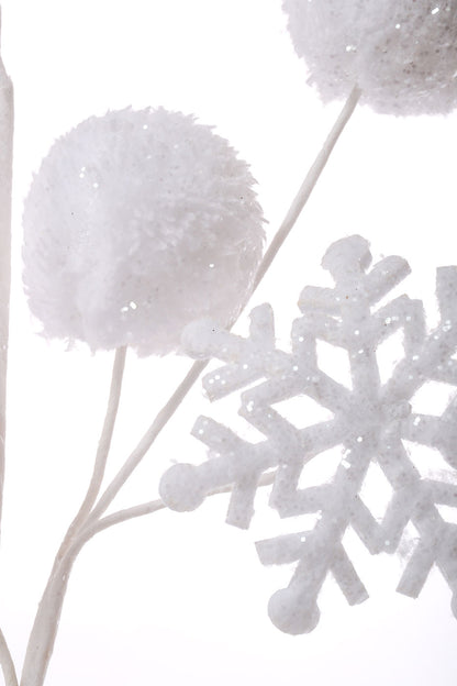 31" Snow Ball Snow Flake Spray White