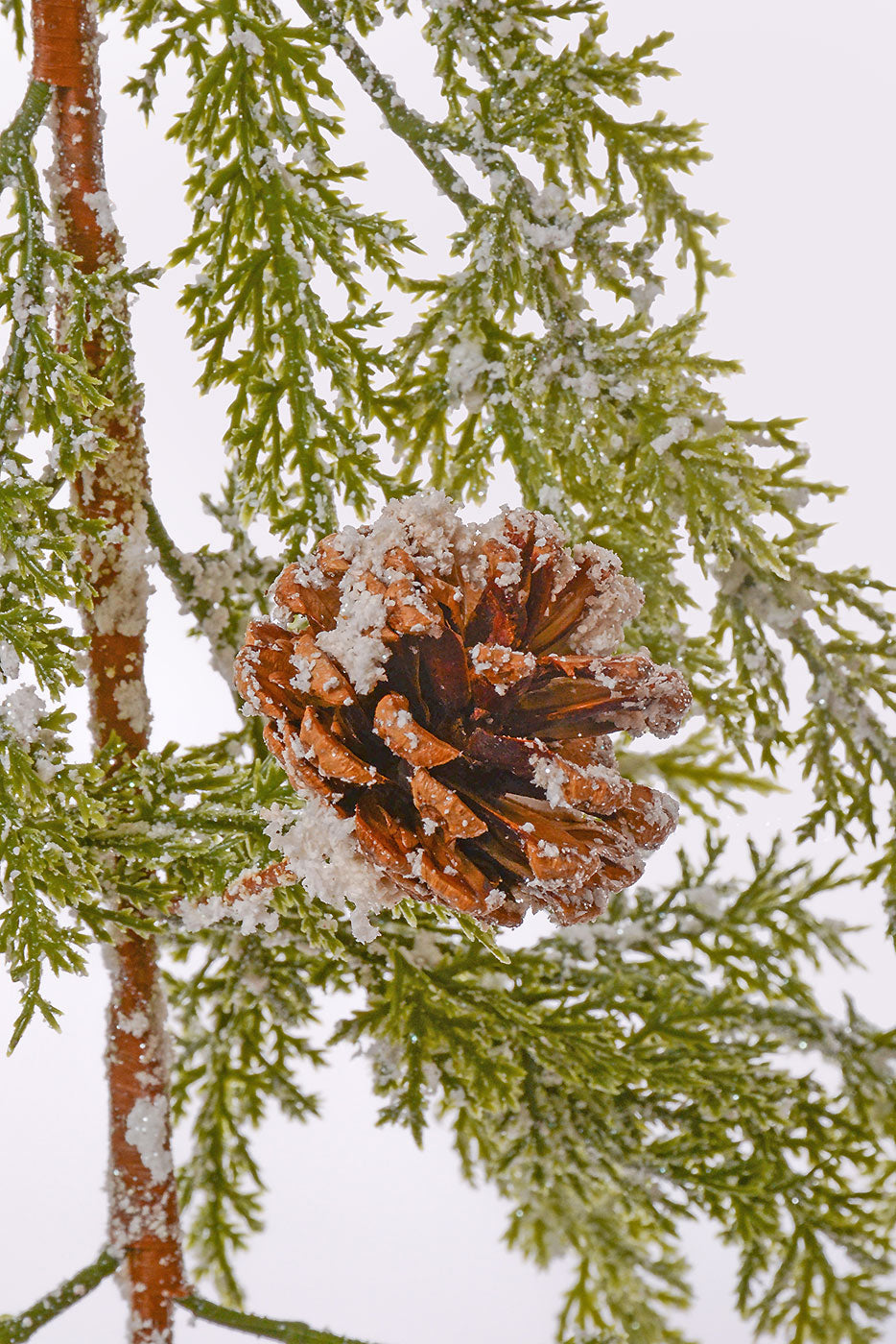 5Ft Pine/Pine Cone Ice Garland White/Green