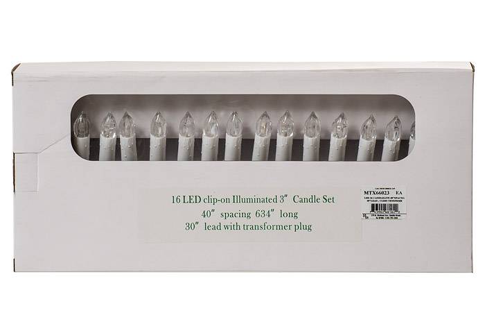 16 Led Clip-on Illuminated 3" Candle Set Plug In - 634" Long