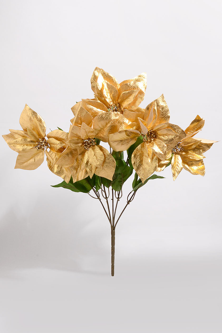 21" Metallic Poinsettia Bush Gold