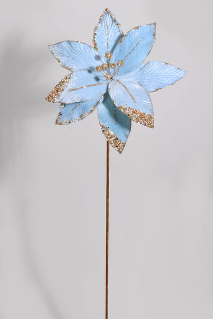 26" Poinsettia Stem Light Blue