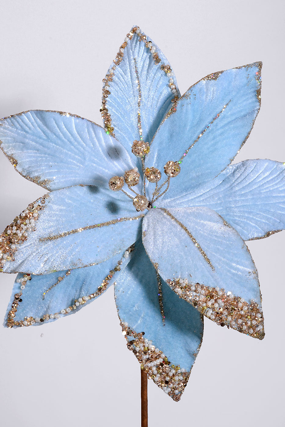 26" Poinsettia Stem Light Blue