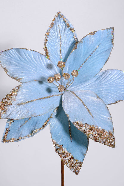 26" Poinsettia Stem Light Blue