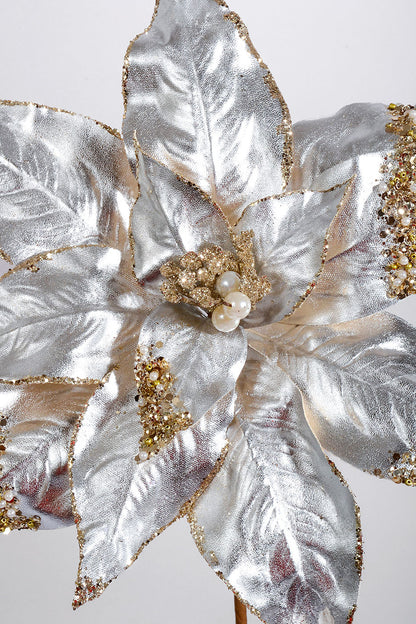 23" Poinsettia Stem Silver