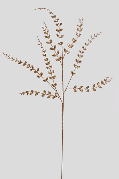 33" Jeweled Smilax Leaf Spray Gold