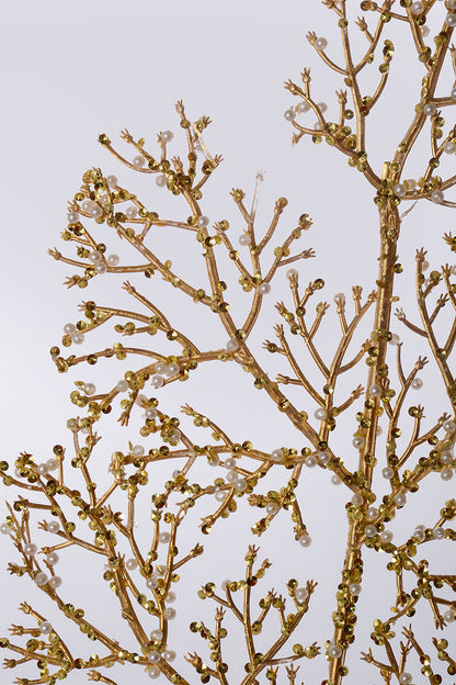 35" Pearl Glitter Coral Leaf Spray Champagne